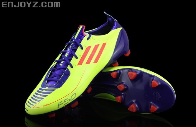 足球鞋图解adidasf50adizerofg2011黄紫配色