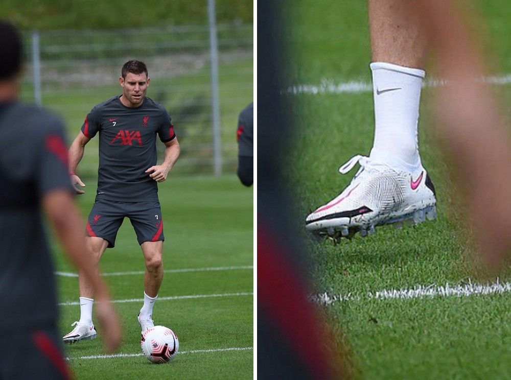 米尔纳上脚球员定制款nikephantomgt足球鞋