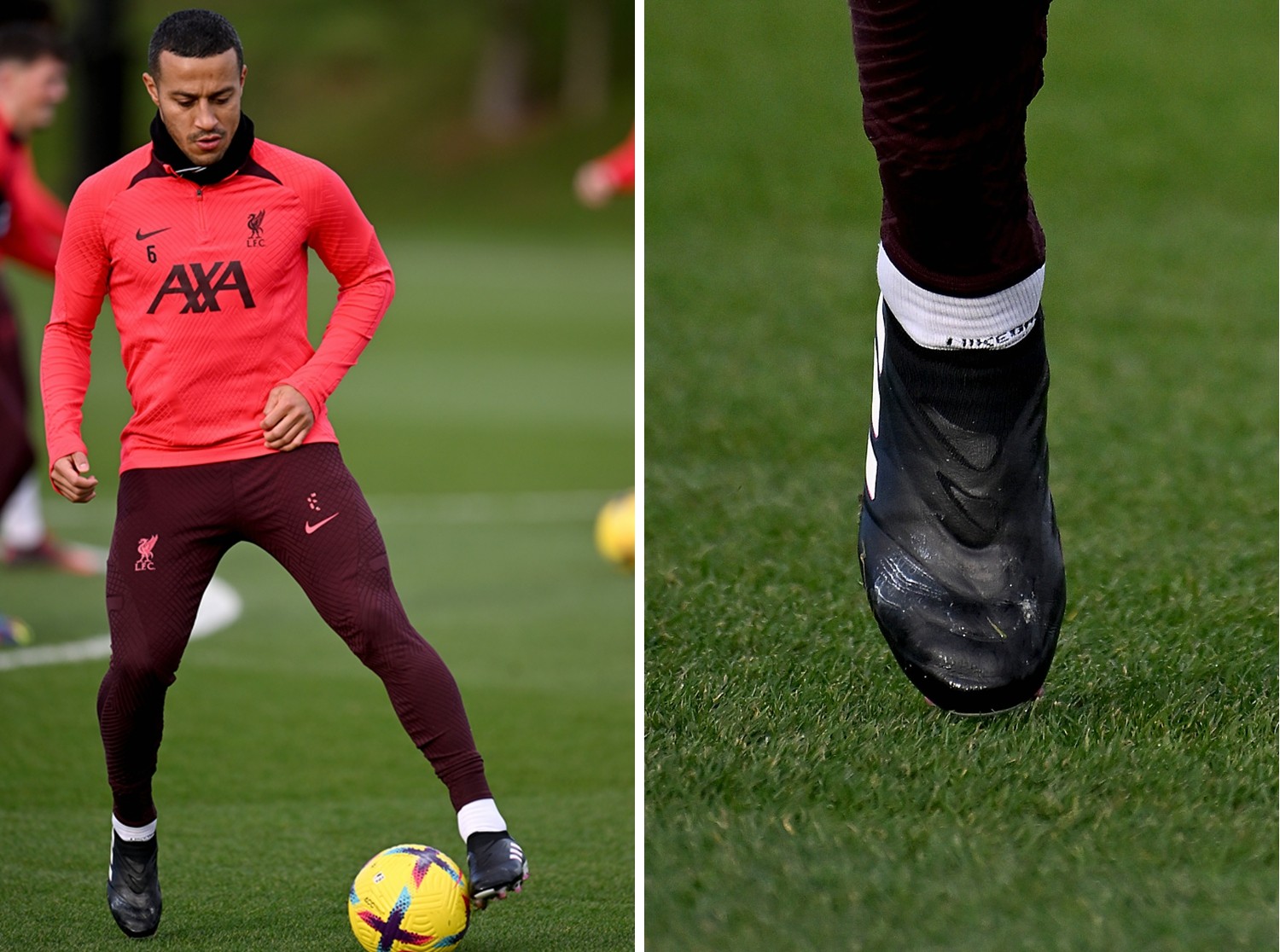 adidas copa icon足球鞋的西班牙球星蒂亚戈也在训练中换上了全新copa